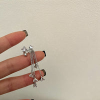 MENGJIQIAO 2022 Korean Fashion Zircon Tassel Ear Clips For Women Girls Trendy Silver Color No Piercing Cartilage Ear Jewelry