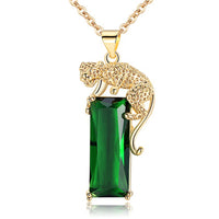 Fashion Panther Inlaid Green Crystal Pendant Necklace Exquisite Women&#39;s Necklace Party Jewelry Accessories Personalized Gifts