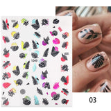 3D Charms Flowers Leaf Nail Foils Stickers Watercolor Abstract Floral Decals Sliders Manicures Nail Art Decorations For Summer