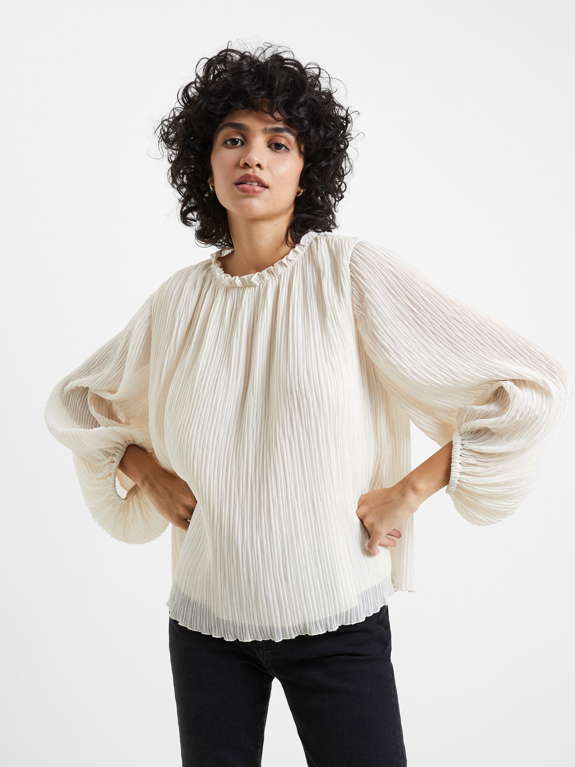 callie lurex pleated top