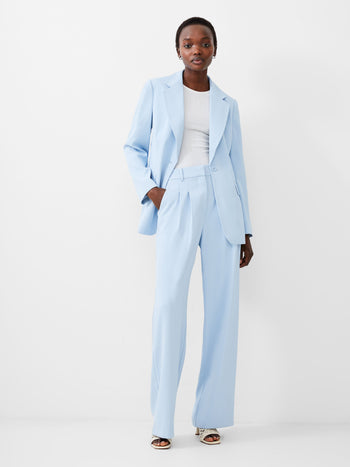 Ladies Pants Suit for Business Casual Long Sleeve Suits Button Coat High  Waist Long Wide Leg Pants Two Piece Set Blue at Amazon Women's Clothing  store