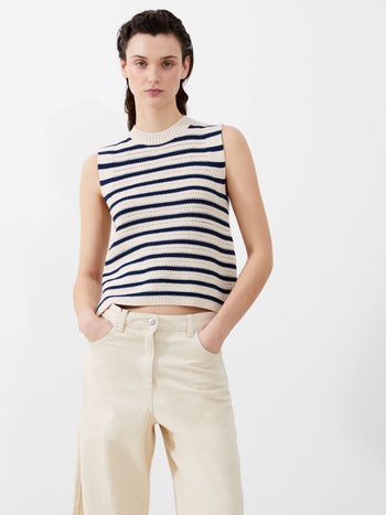 Summer Short Sleeve Round Neck Crop Shirt Short Loose Casual Striped Women  T-Shirt - The Little Connection