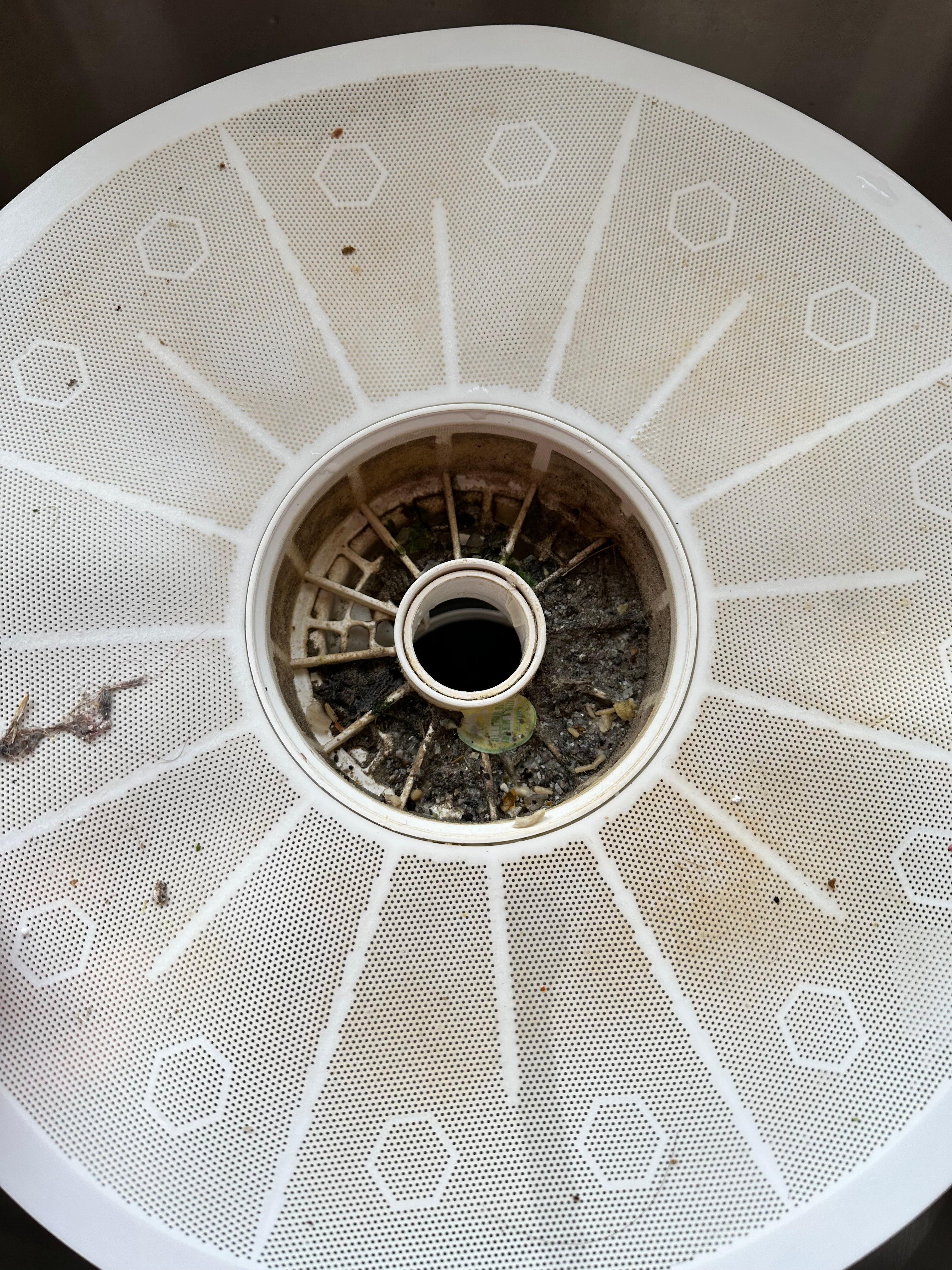 the center view of a dishwashing filter