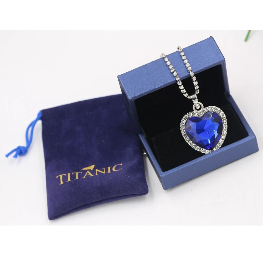 Titanic Heart of the Ocean Blue Pendant Necklace with Velvet Bag –  