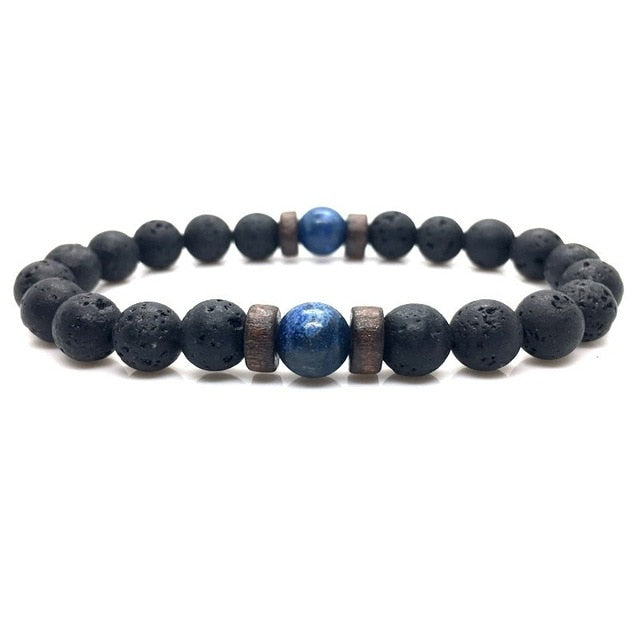 Howlite and Lava Rock 8mm Stone Healing Bracelet with Buddha Charm - Earth  And Soul