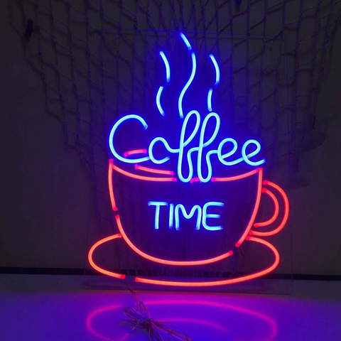 coffee cup neon sign friend