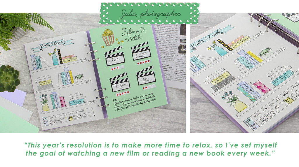 Quote from Jules, photographer - This year's resolution is to make more time to relax, so I've set myself the goal of watching a new film or reading a new book every week.