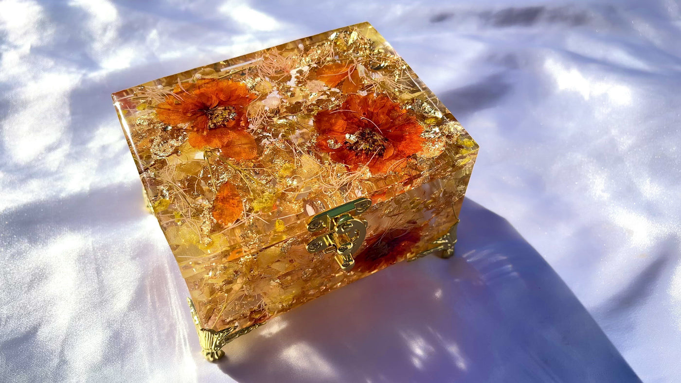 "Summer Love" Golden Orange Jewelry Box