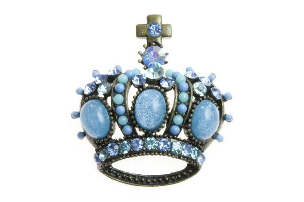 broche couronne bleue