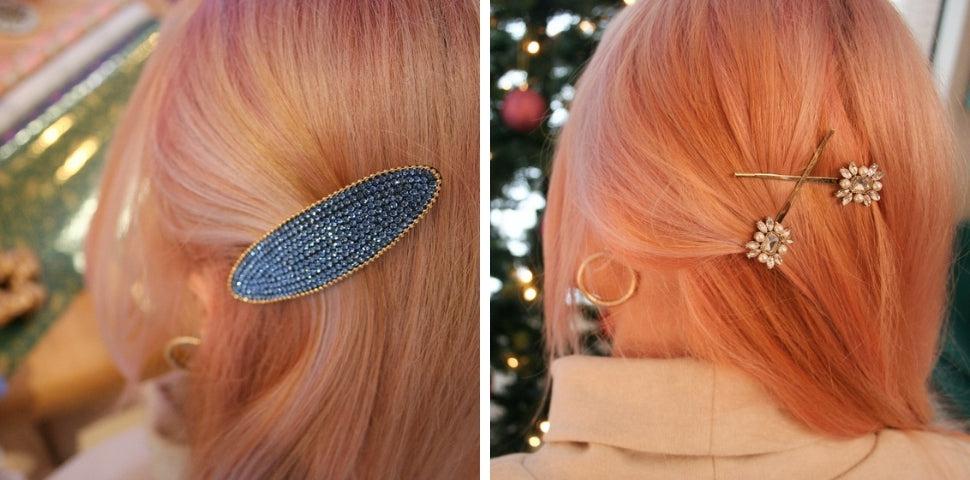 Art Deco Crystal Hair Slides-Oval Sparkle Crystal Snap Clip-Tegen Accessories