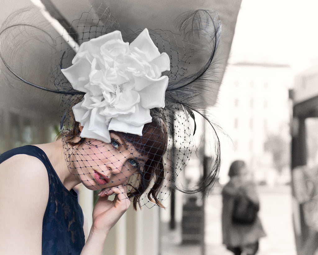 blue fascinator