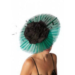 Green and Black Pleated Disk Fascinator