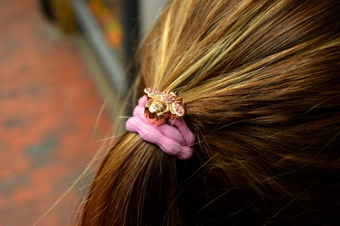 Bumble Bee Charm on Pink Hair Elastic - Tegen Accessories