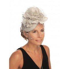 Silver Floral Pillbox with Spotted Veil Fascinator
