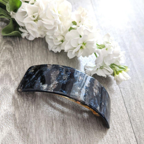 Wide Arched Barrette-Navy Fossil-Tegen Accessories