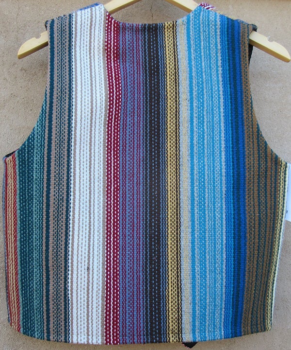 12211548 - Rainbow Chimayo vest, handwoven wool with lining-Southwest  Rainbow style vest