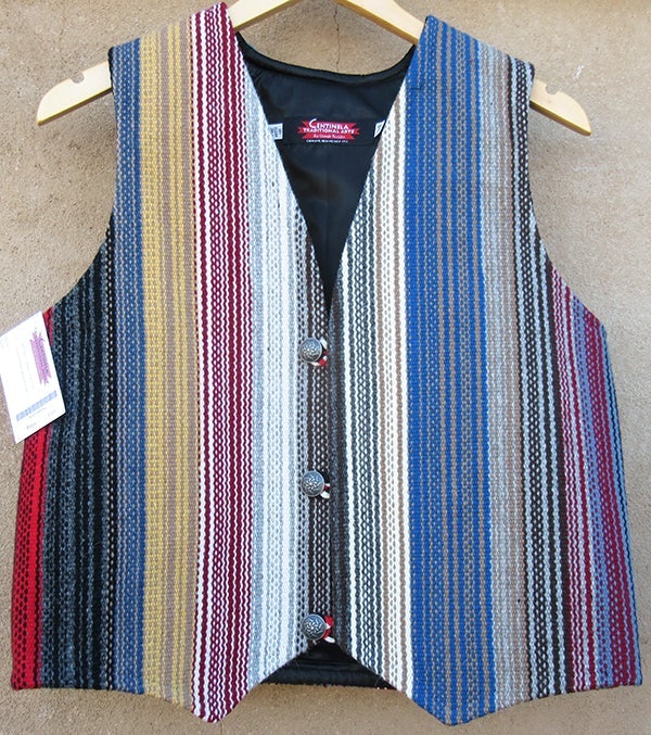 12211548 - Rainbow Chimayo vest, handwoven wool with lining-Southwest  Rainbow style vest