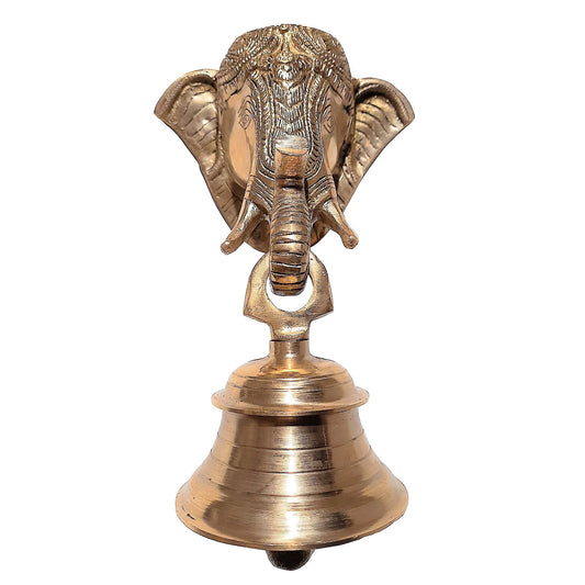Brass Elephant Face Wall Hanging Bell Decorative – Dharayati