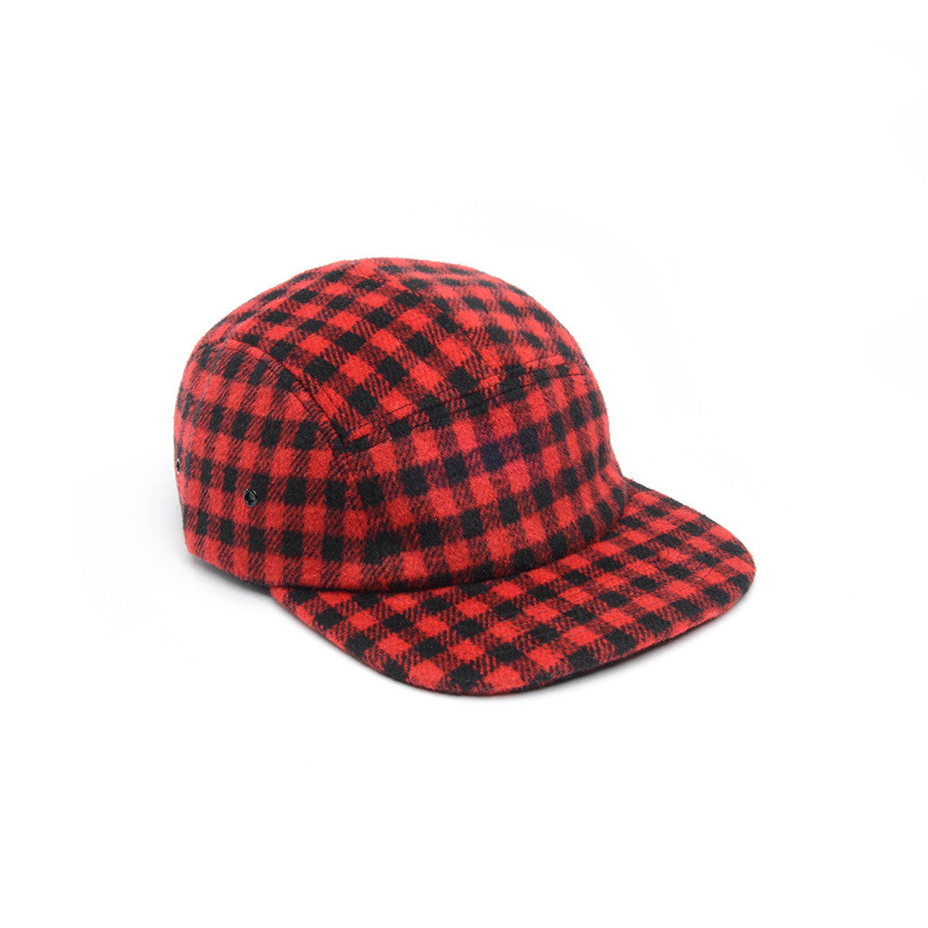 Red & Black - Checkered Wool 5 Panel Hat | Delusion MFG – DELUSION MFG