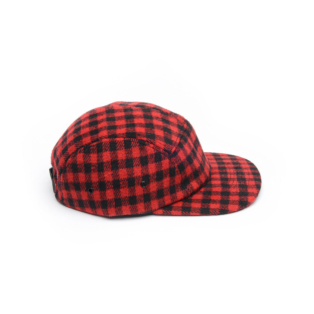 Red & Black - Checkered Wool 5 Panel Hat | Delusion MFG – DELUSION MFG