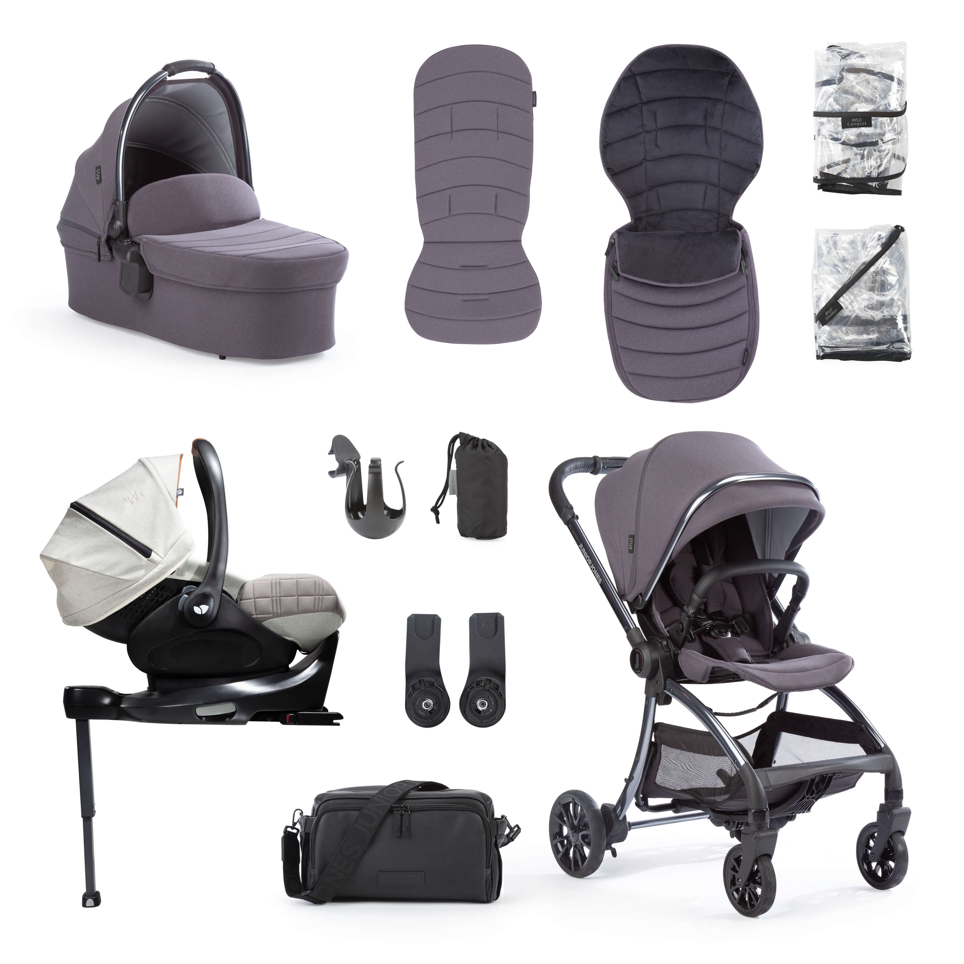 Aylo Dark Slate 12pc Travel System inc Joie Oyster Car Seat