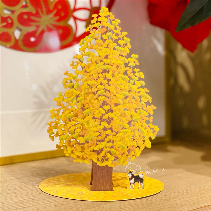 Ginkgo-tree-shiba-inu-japanese-greeting-card-pop-up