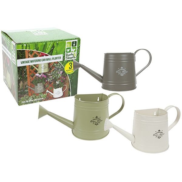 View Vintage Wall Half Watering Can Planter In Colour Box 3 Assorted information