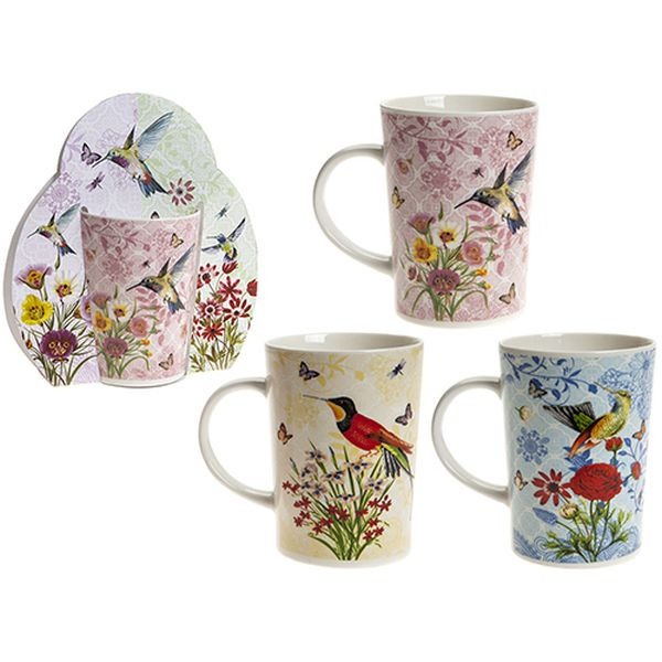 View 12x 3 Assorted Flowers With Bird Des Stone Ware Mug With Wraparound Sleeve information