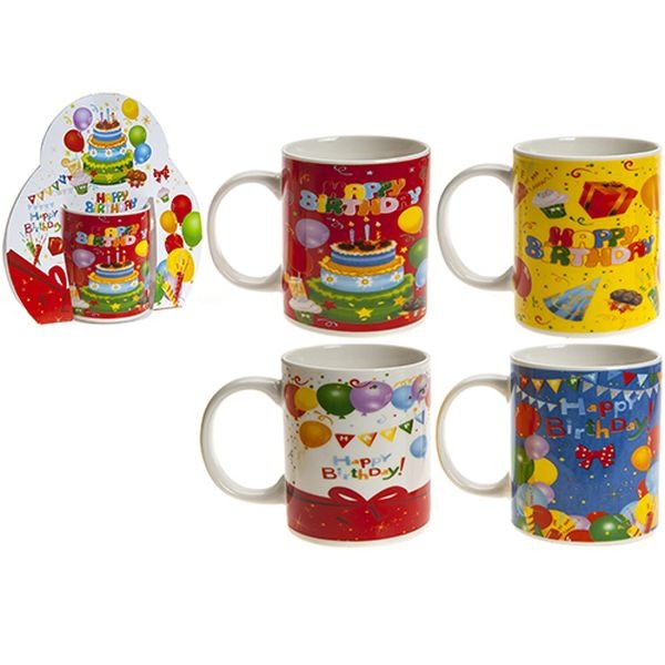 View 4 Assorted Happy Birthday Des Stone Ware Mug With Wraparound Sleeve information