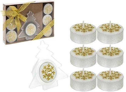 View 8 Piece Tealight Candle Set In Gift Box Gold Only information