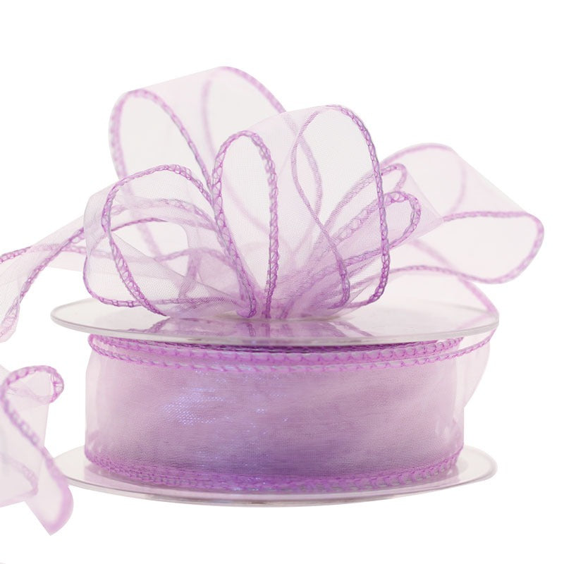 View Lilac Wired Chiffon Ribbon 30mm information