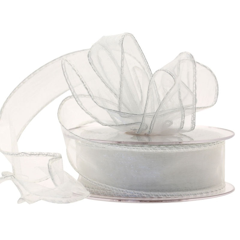 View 30mm x 20m Ivory Wired Chiffon Ribbon information