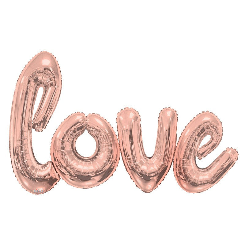 View Giant Rose Gold Love Script Balloon information