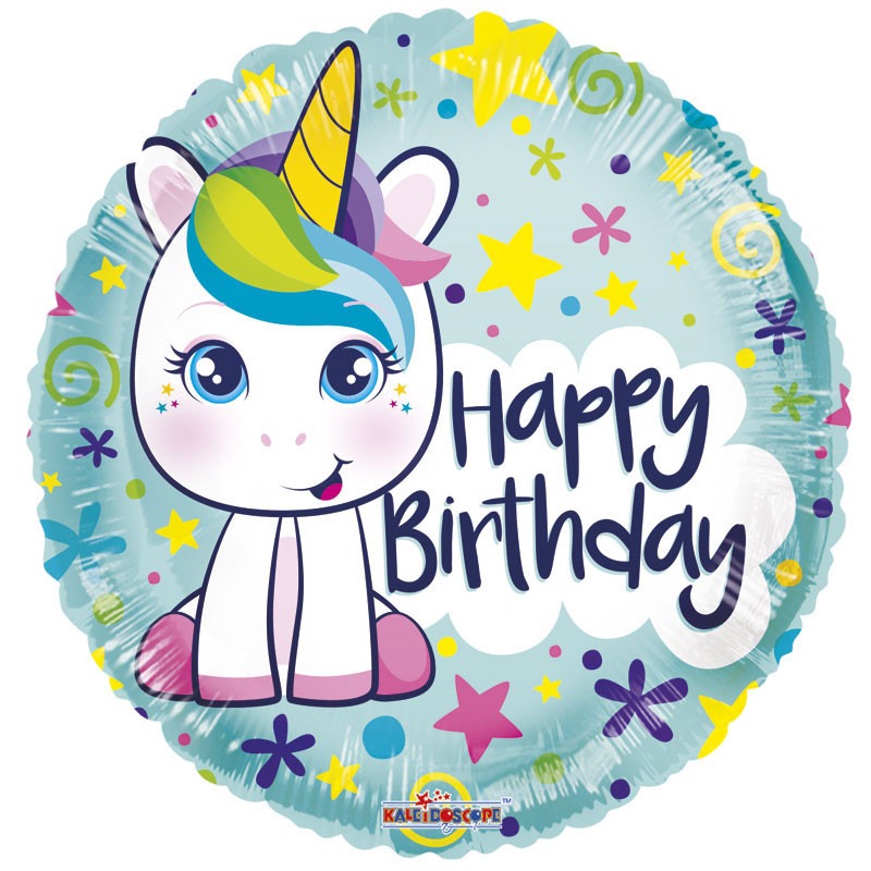 View 18 inch Birthday Cute Unicorn Balloon information
