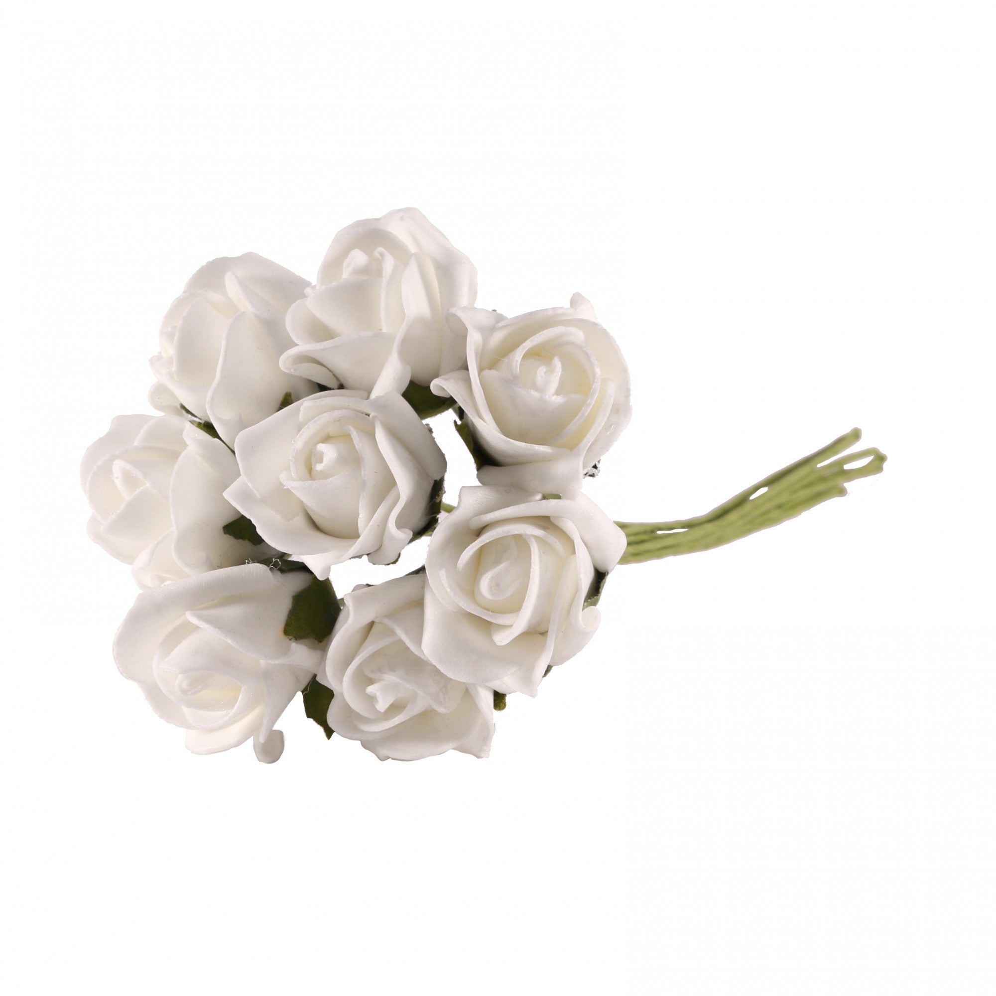 View Bunch of 8 Bright White Foam Tea Rose Bud information
