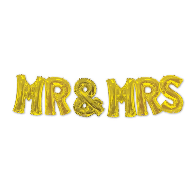 View Mr Mrs Gold Balloon Bouquet information