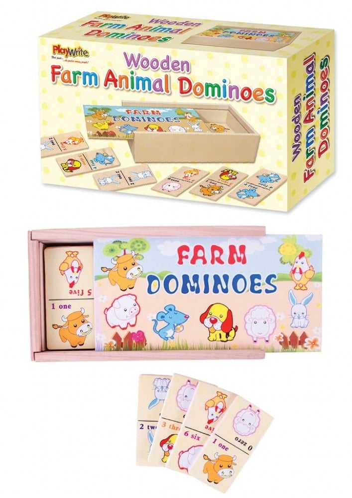 View Wooden Farm Animal Dominoes 16x9cm information
