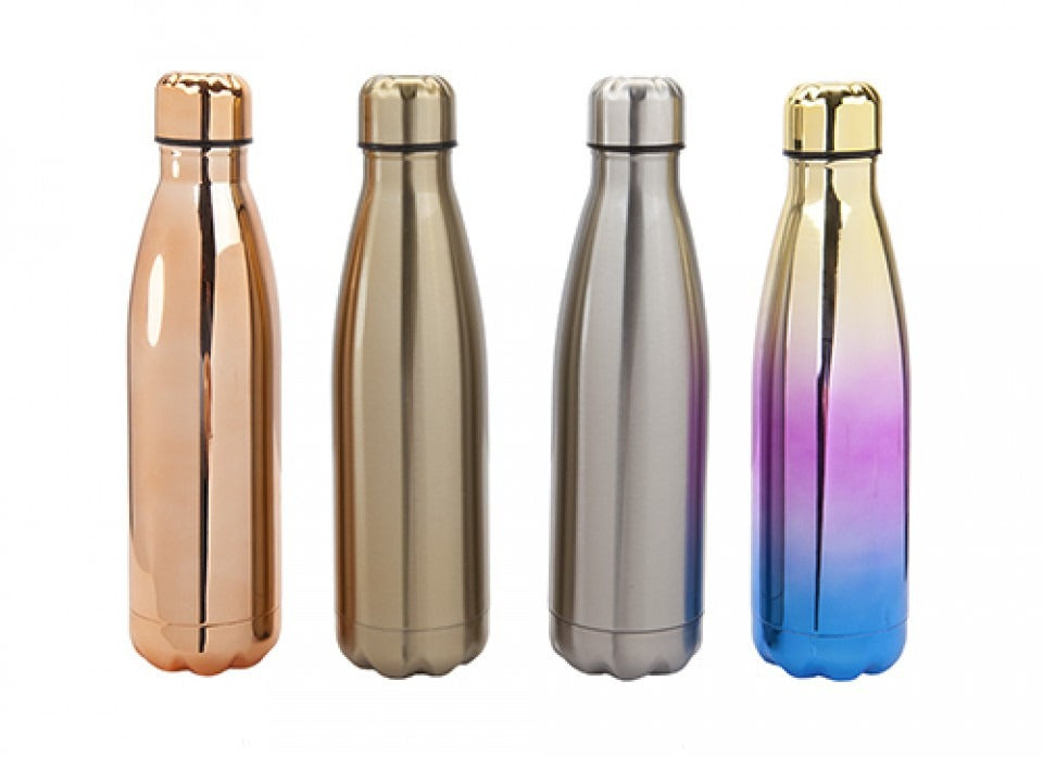 View Stainless Steel Double Wall Drinking Flask Bottle 500ml 4 Asst Designs information