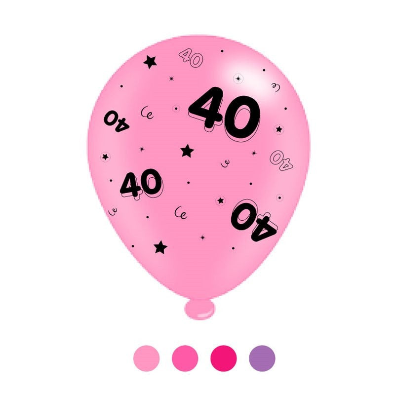 View Age 40 Pink Mix Latex Balloons 6 Packs information