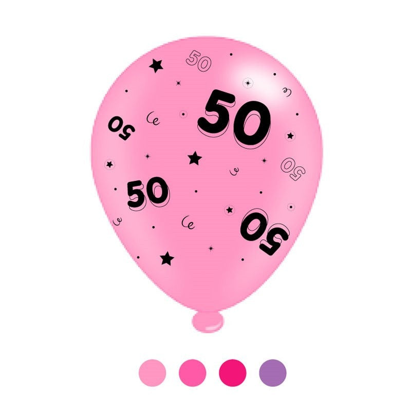 View Age 50 Pink Mix Latex Balloons 6 Packs information