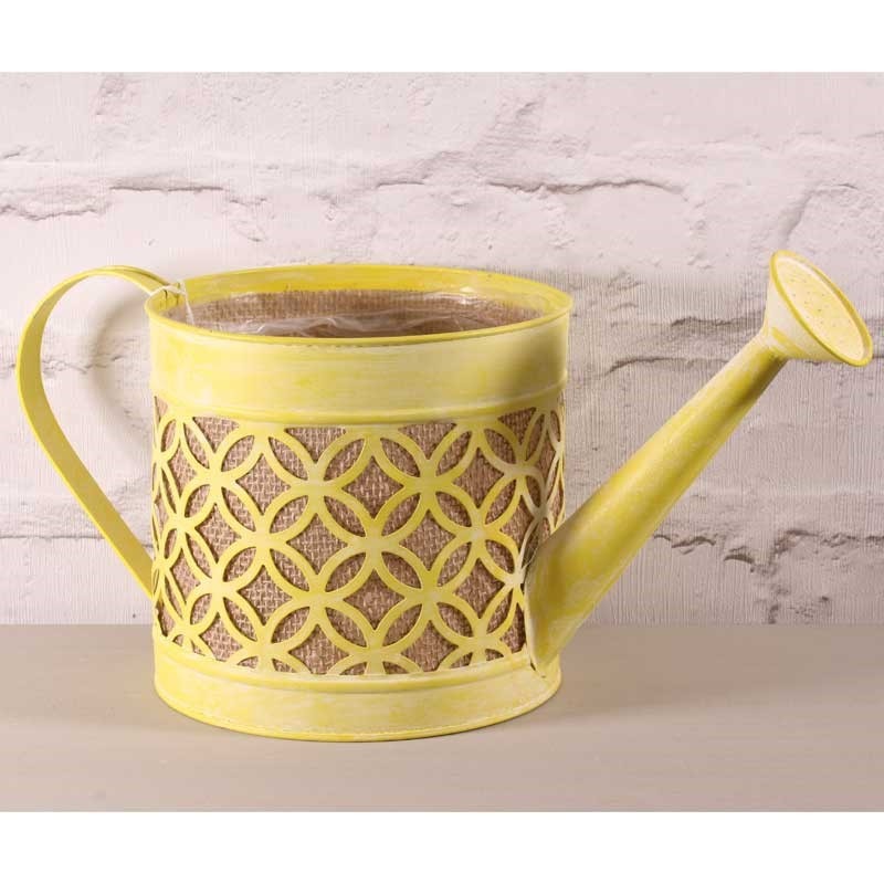 View Watering Can with Hessian in Yellow 17cm information