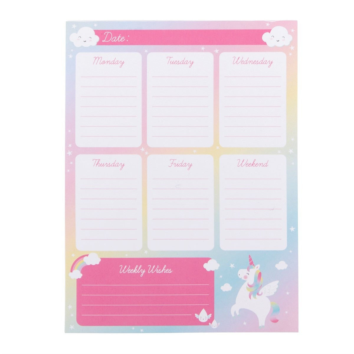 View Rainbow Unicorn Weekly Planner Pad information