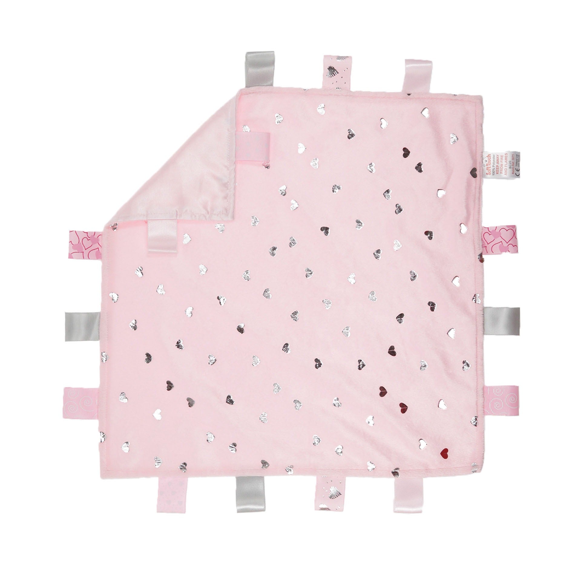 View 12x Pink Comforter with Hearts Print Ribbons information