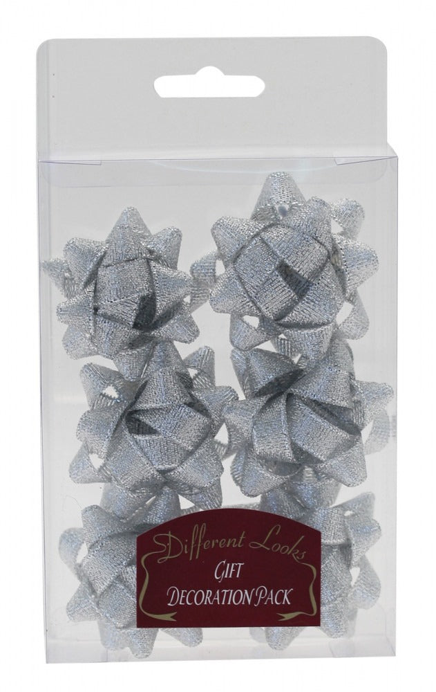 View 5cm Metallic Silver Fabric Bows x6 information