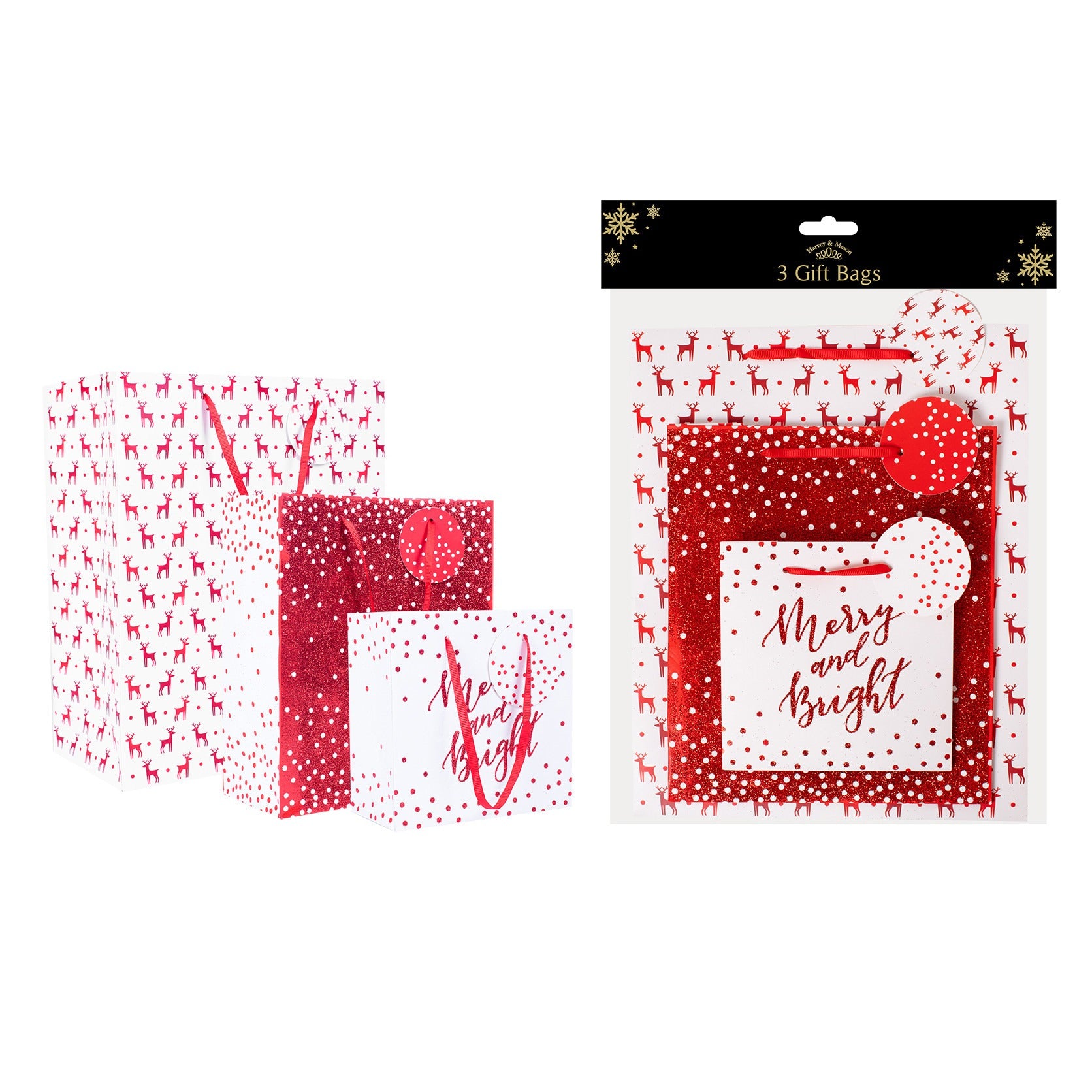 View Red Christmas Gift Bags Pack of 3 information