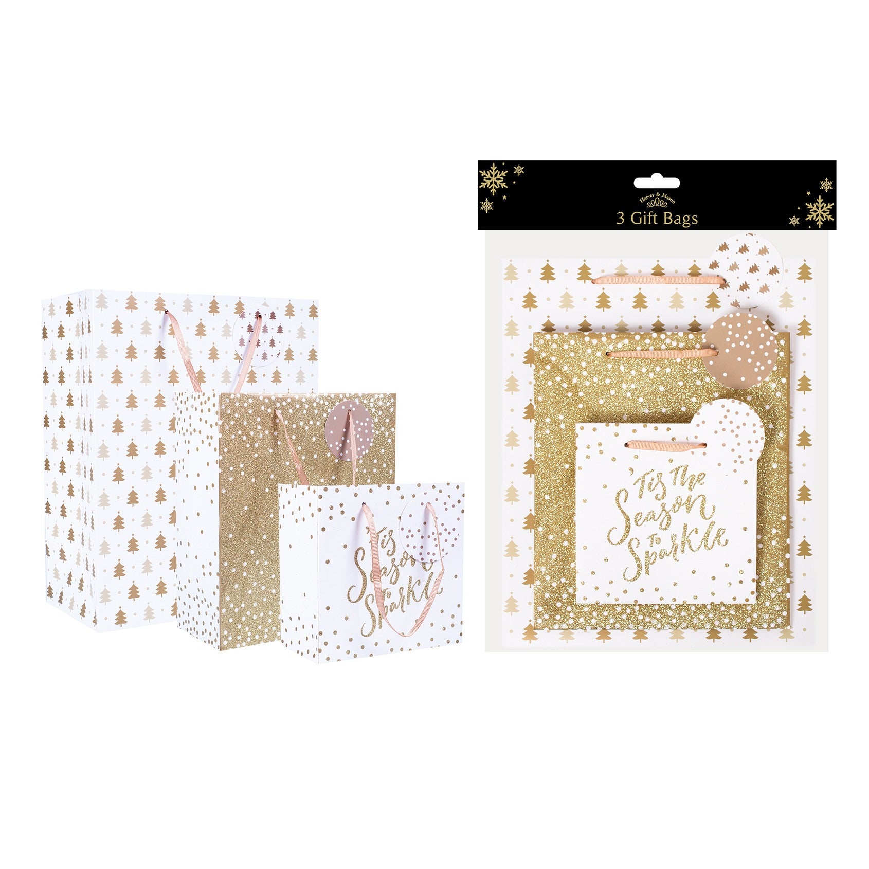 View Gold Christmas Gift Bags Pack of 3 information