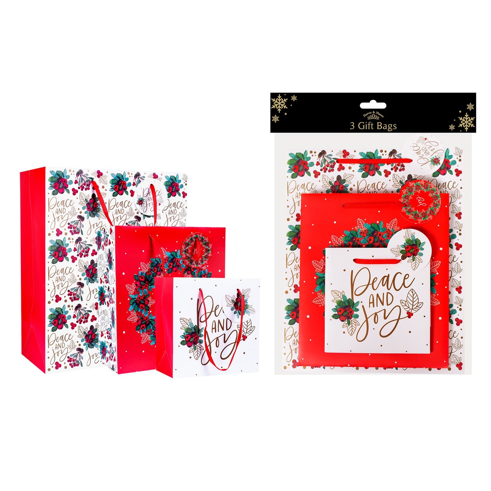 View Traditional Christmas Gift Bags Pack of 3 information