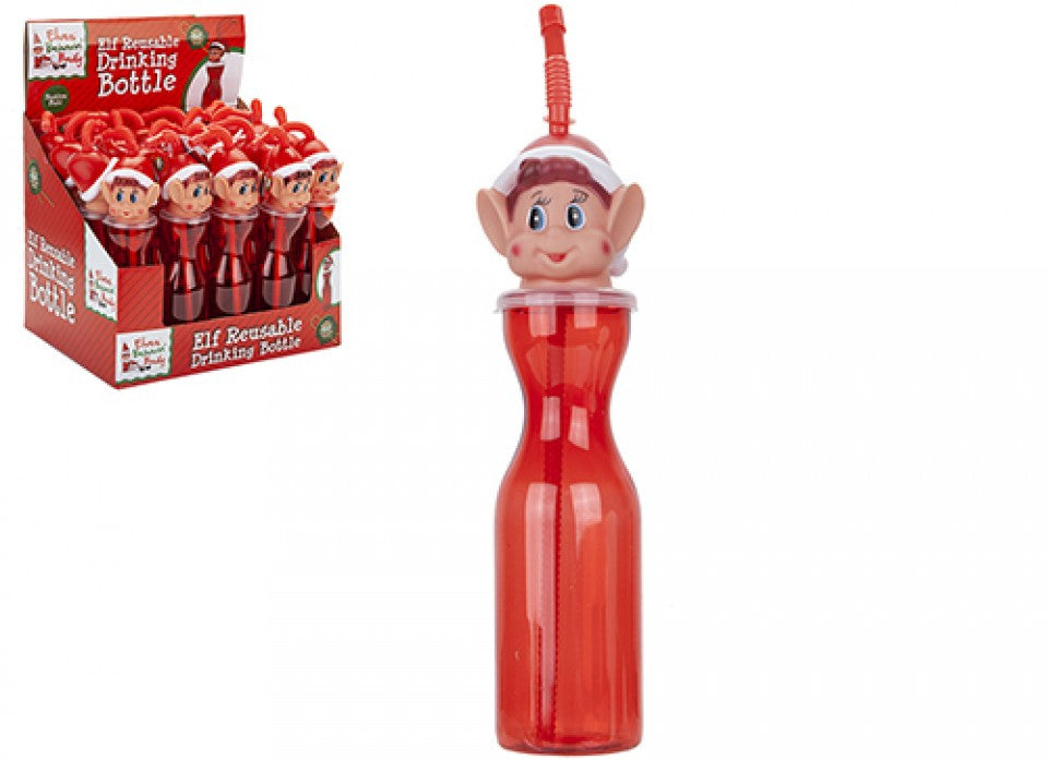 View Red Elf Plastic Drinking Bottle with flexistraw 450ml information