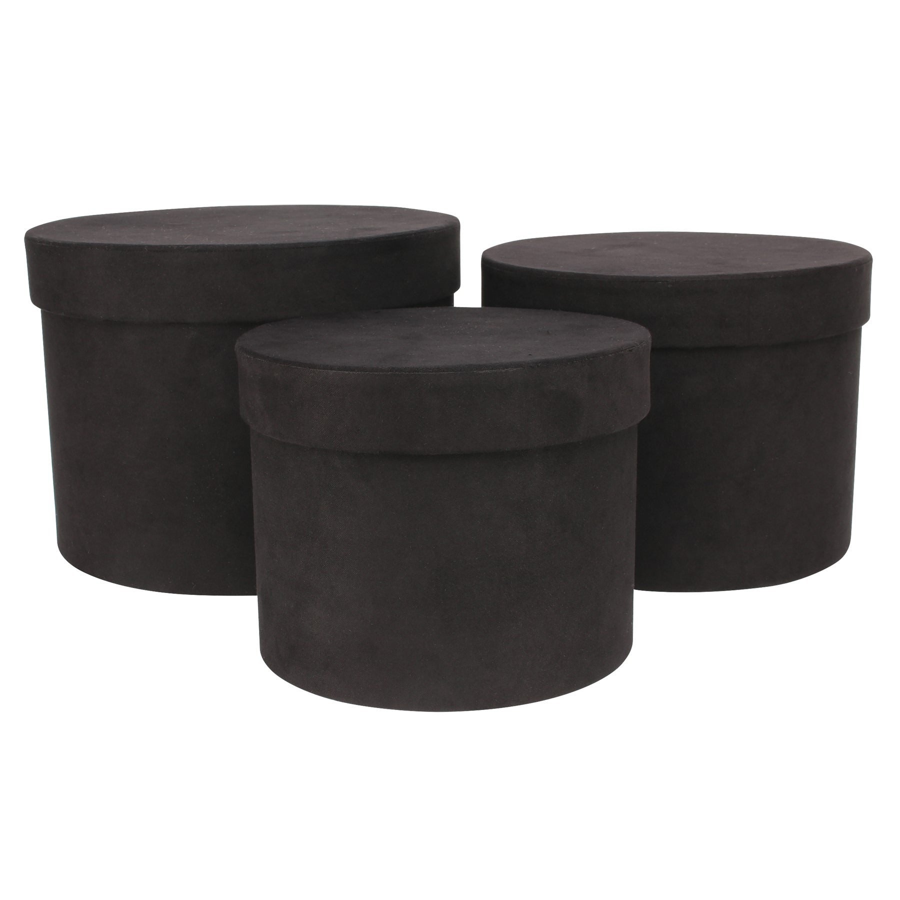 View Set of 3 Black Suede Hat Boxes information