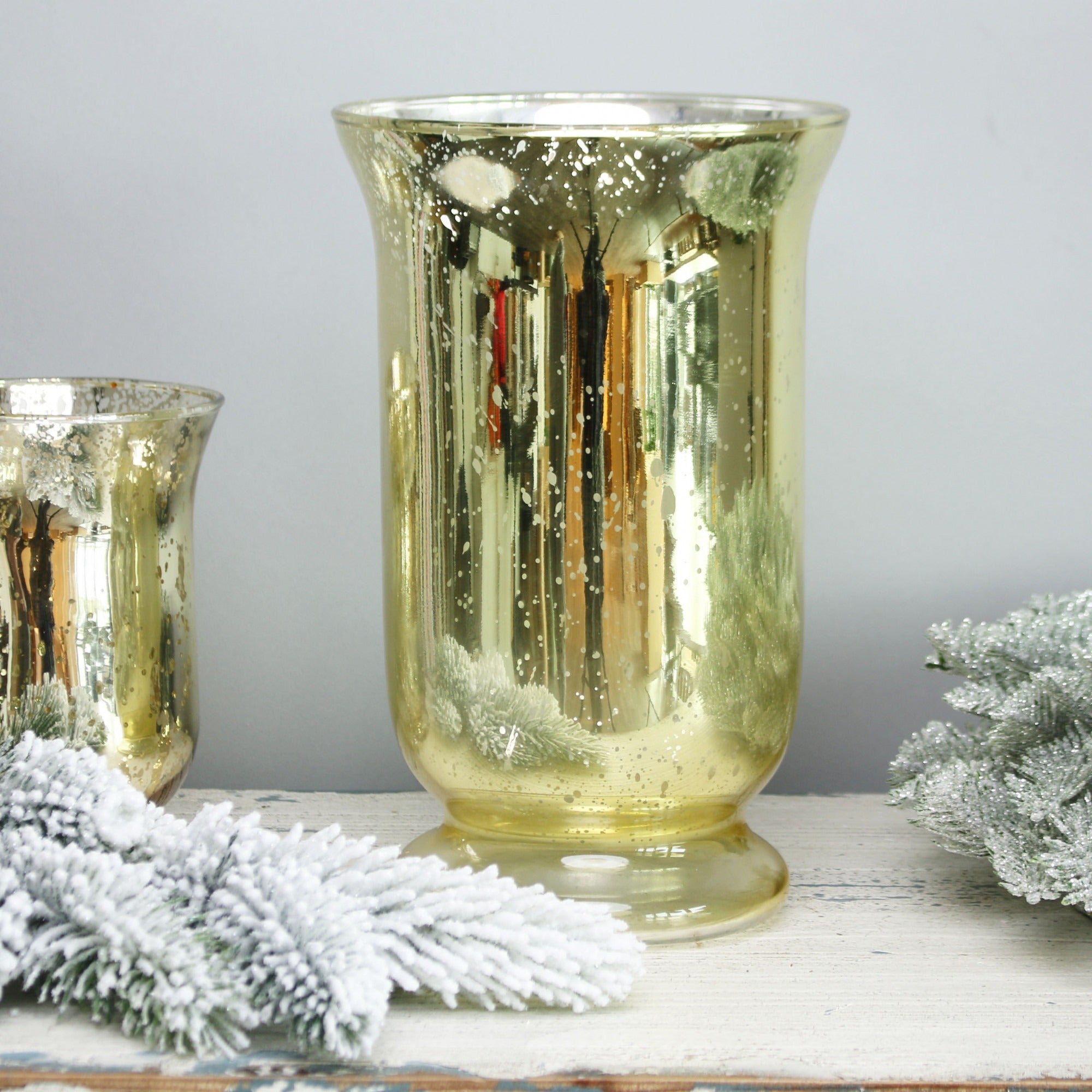 View Medium Shiny Speckle Champagne Hurricane Vase information